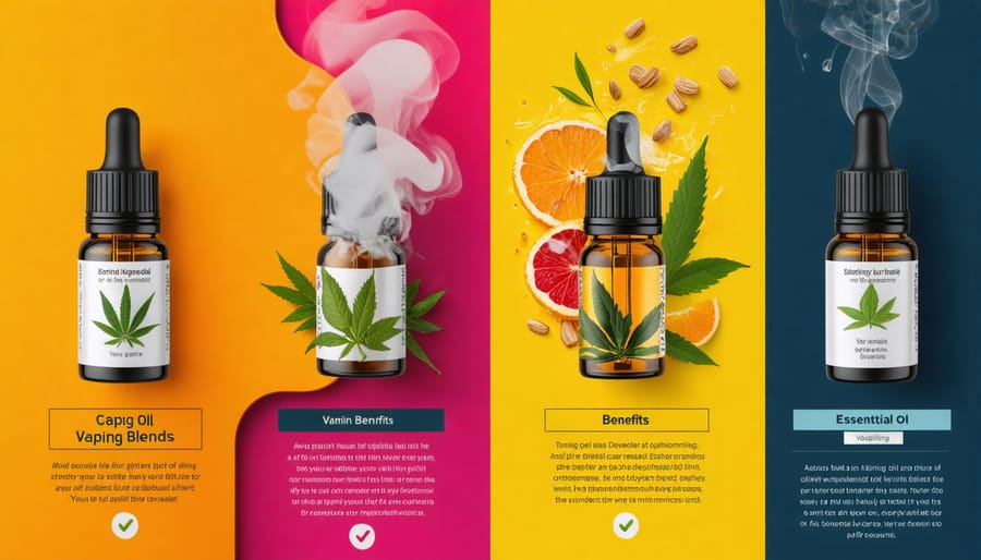 Visual chart displaying various essential oil vaping combinations and their wellness properties